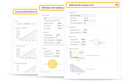 Loan results with plots, payments, totals and answers